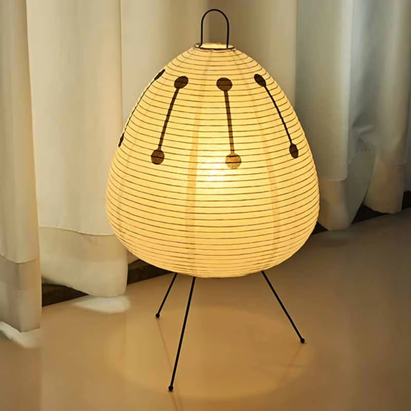 Japanese Tripod Rice Paper Table Lamp - Elegant Lantern-Style LED Desk Light for Bedroom Decor