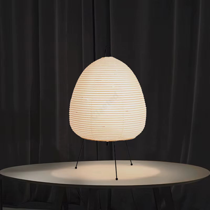 Japanese Tripod Rice Paper Table Lamp - Elegant Lantern-Style LED Desk Light for Bedroom Decor