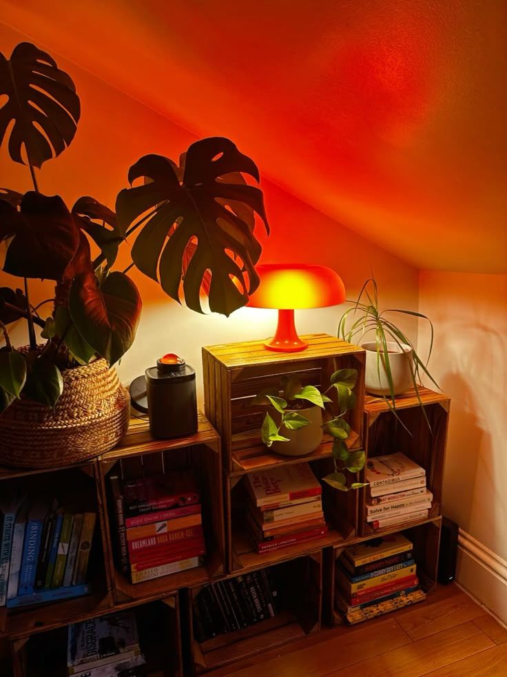 Minimalist Modern Mushroom Table Lamp - Danish Designer Orange Bedside Accent Light